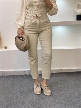 Bej Renk Boyfit Jean 