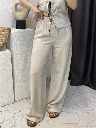 Bej Renk Premium Natural Keten Takım