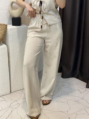 Bej Renk Premium Natural Keten Takım