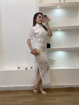 Beyaz Dantel Elbise