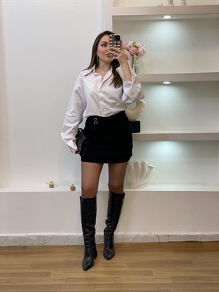 Beyaz Full Taşlı Premium Kalite Gömlek 