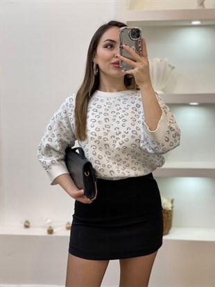 Beyaz Gümüş Sim İplik Dokulu Triko