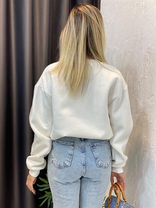 Beyaz İçi Şardonlu Sweatshirt 