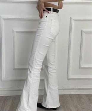 Beyaz İspanyol Paça Jean 