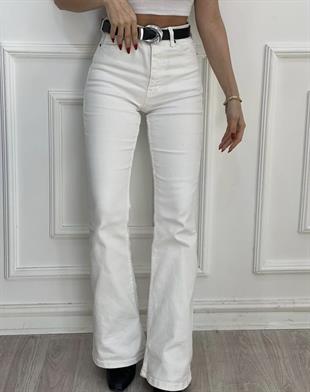 Beyaz İspanyol Paça Jean 