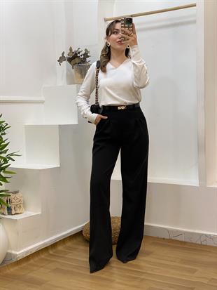 Beyaz Kolları Pencereli Model Triko 
