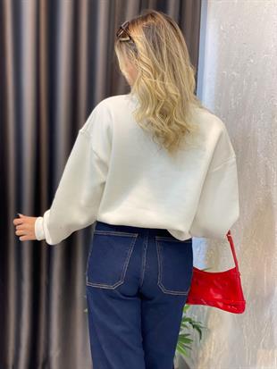Beyaz Marka Amblemli Sweatshirt 