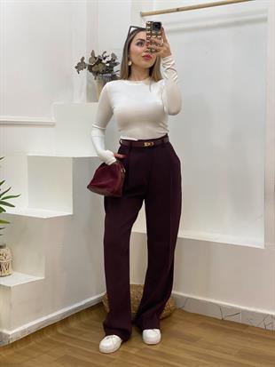 Beyaz Parmak Geçirmeli Model Modal Kumaş Basic Bluz