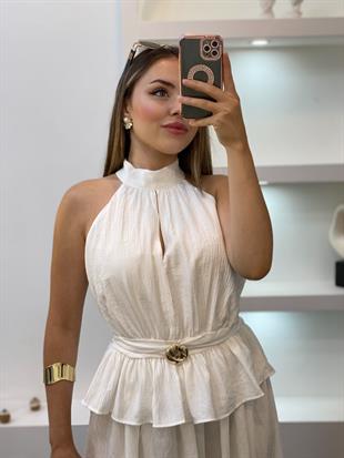 Beyaz Premium Kalite Bluz Etek Takım