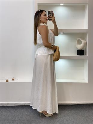 Beyaz Premium Kalite Bluz Etek Takım