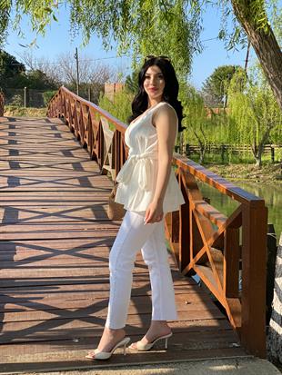 Beyaz Premium Kesik Paça Boyfit Jean 