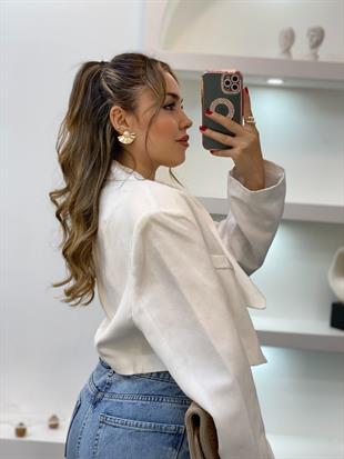 Beyaz  Premium Seri Vatkalı Ceket 