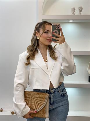 Beyaz  Premium Seri Vatkalı Ceket 