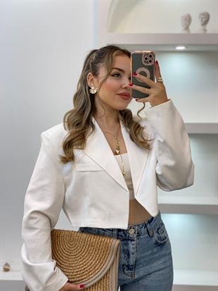 Beyaz  Premium Seri Vatkalı Ceket 