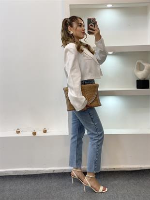 Beyaz  Premium Seri Vatkalı Ceket 