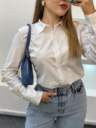 Beyaz Uzun Kol Fit Gömlek 