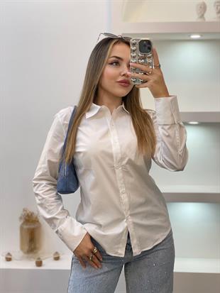 Beyaz Uzun Kol Fit Gömlek 