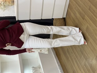 Beyaz Yüksek Bel İspanyol Jean