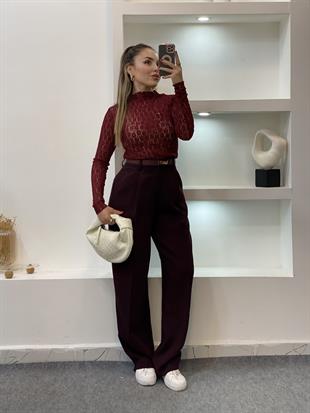 Bordo Dantel Bluz