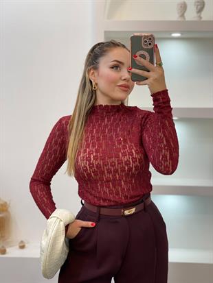 Bordo Dantel Bluz