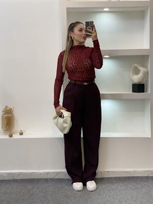 Bordo Dantel Bluz