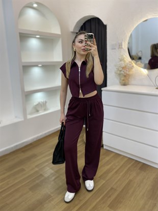 Bordo Fermuarlı Model Modal Takım