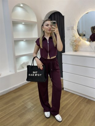 Bordo Fermuarlı Model Modal Takım