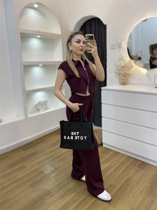 Bordo Fermuarlı Model Modal Takım