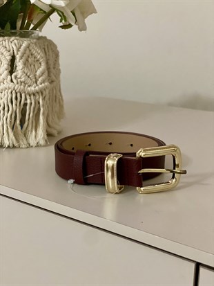 Bordo Gold Kaplama Deri Kemer