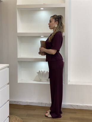 Bordo Kemerli Model Modal Takım