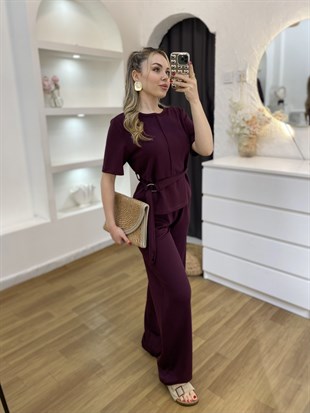 Bordo Kemerli Model Modal Takım