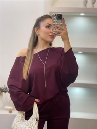 Bordo Modal Kumaş Eşofman Takımı 