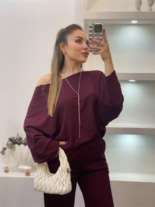 Bordo Modal Kumaş Eşofman Takımı 