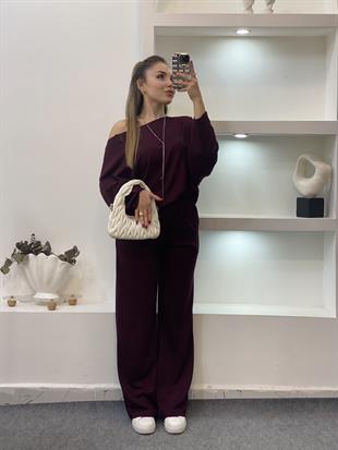 Bordo Modal Kumaş Eşofman Takımı 