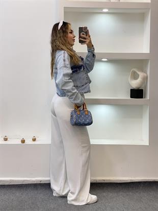 Buz Mavi Önü Cepli Spor Kot Ceket 