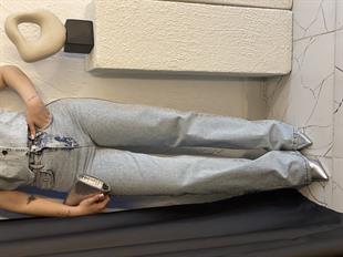 Buz Mavi Parıltılı Taşlı Jean 