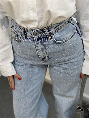 Buz Mavi Taşlı Palazzo Jean 