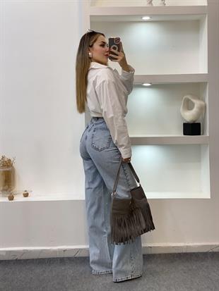 Buz Mavi Taşlı Palazzo Jean 