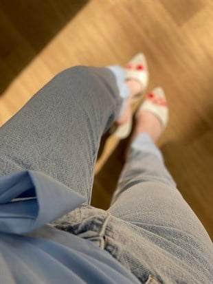 Buz Mavi Yüksek Bel Boyfit Jean