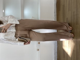Camel Renk Saten Pantolon 