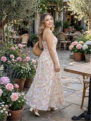 Çiçek Desenli Floral Elbise 
