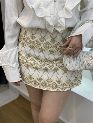 Etnik Desenli Premium Şort Etek