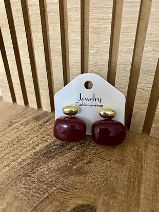 Gold Bordo Marka Model Oval Kesim Küpe