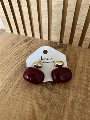 Gold Bordo Marka Model Oval Kesim Küpe