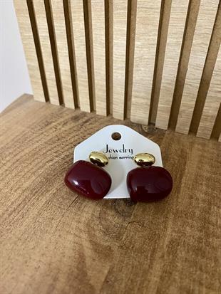 Gold Bordo Marka Model Oval Kesim Küpe