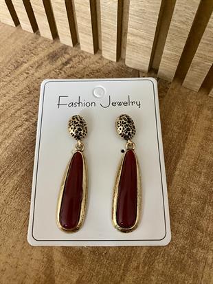 Gold Bordo Marka Model Sallantılı Küpe