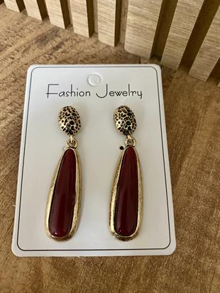Gold Bordo Marka Model Sallantılı Küpe