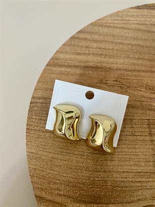 Gold Dalgalı Plaka Küpe