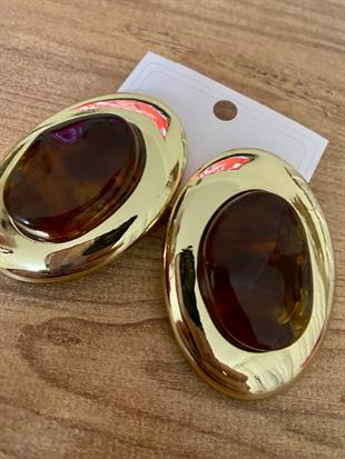 Gold Kahve Marka Model Oval Küpe