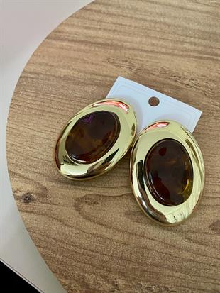 Gold Kahve Marka Model Oval Küpe